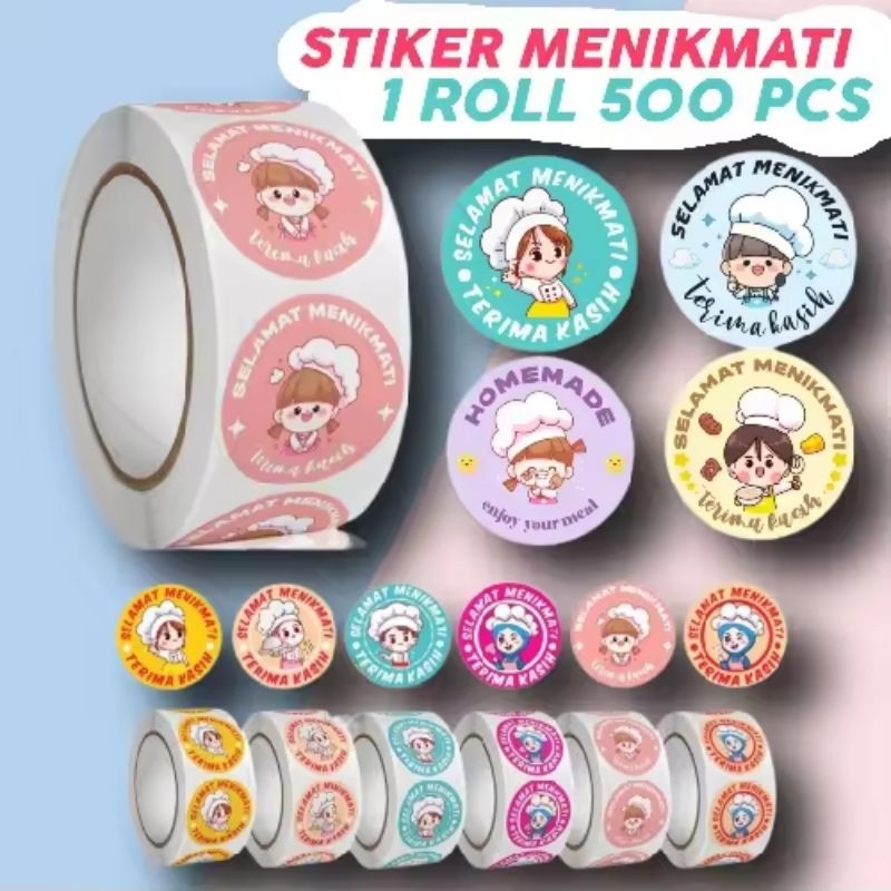 

[ 1 Roll 500pcs] Roll Stiker Selamat Menikmati - Thank You || Label Makanan Import