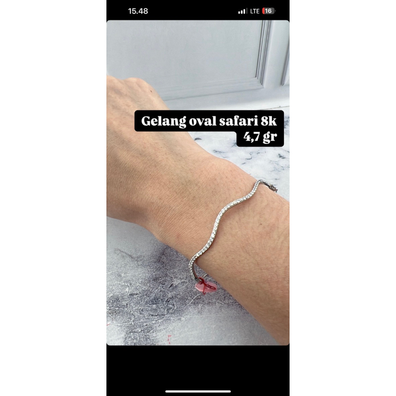 gelang oval kroncong diamond-look emas muda emas 8k