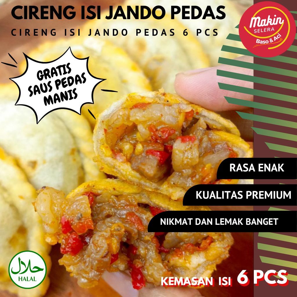 

( Khusus Medan Sekitar Nya Saja ) Cireng Isi Jando Pedas 6 Pcs Cireng Isi Tetelan sapi 6 pcs COD By Makin Selera