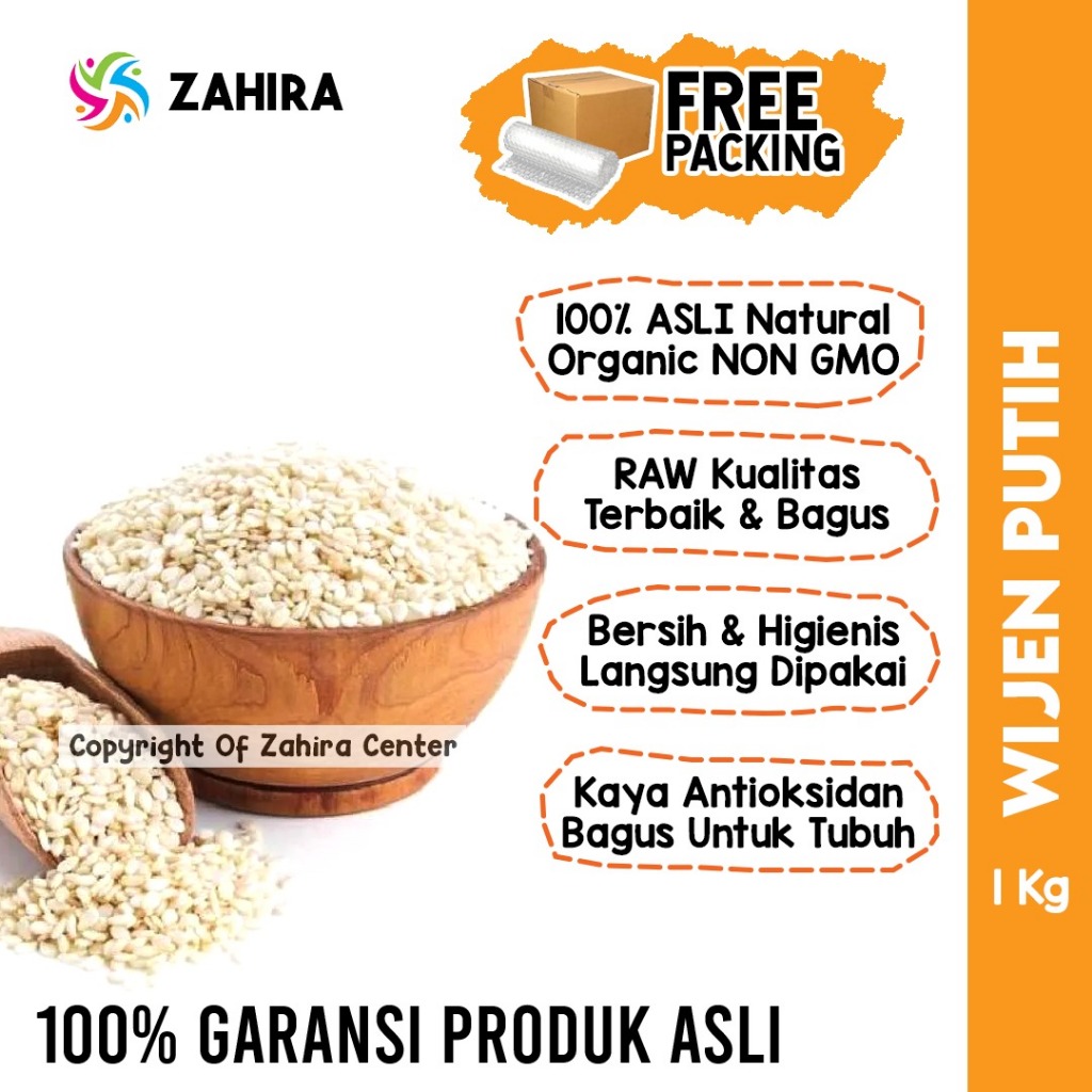 

BIJI WIJEN PUTIH 1KG Kualitas Bagus WHITE SESAME SEEDS RAW Natural Premium Original