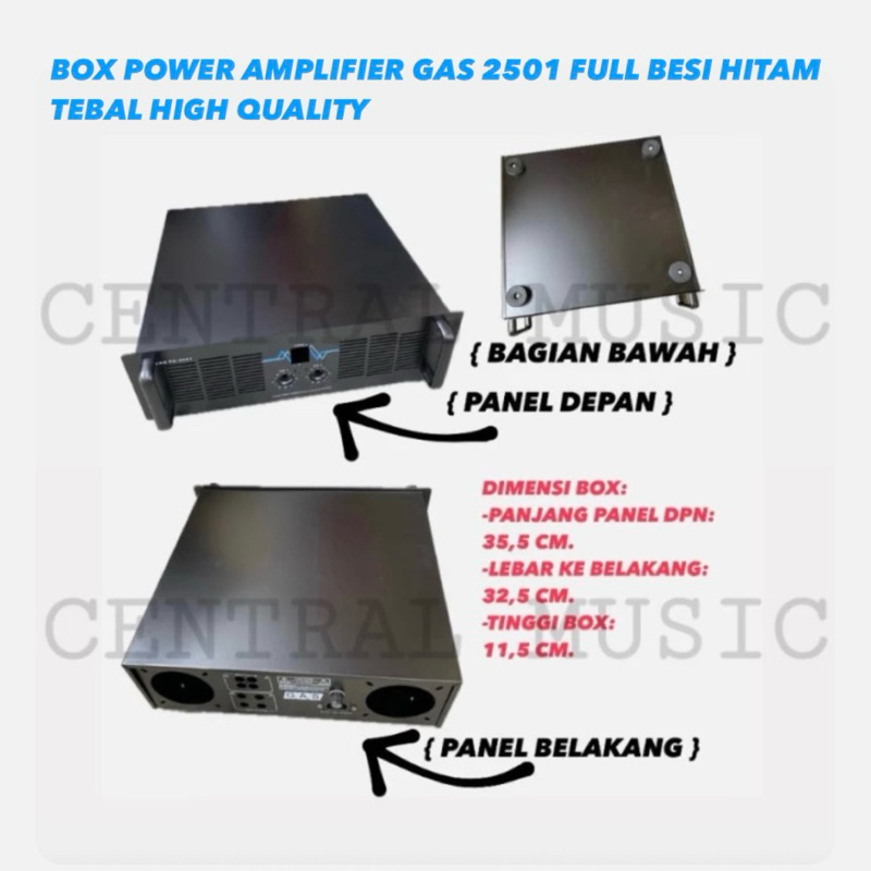 BOX POWER AMPLIFIER GAS 2501 NON AKSESORIS FULL BESI HITAM TEBAL