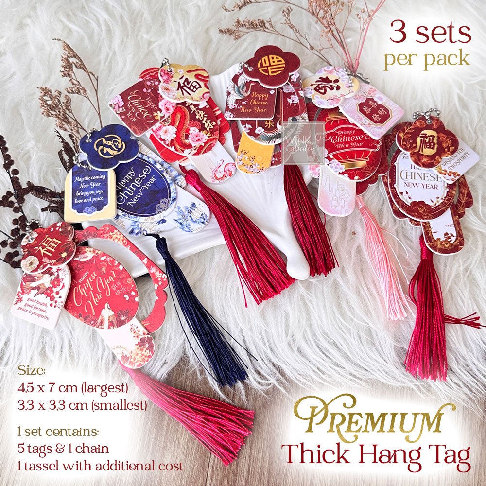 3 SET/pack PREMIUM Hang Tag Tebal Imlek / Thick Tag Hamper Chinese New Year / Kartu Ucapan Sincia Ha