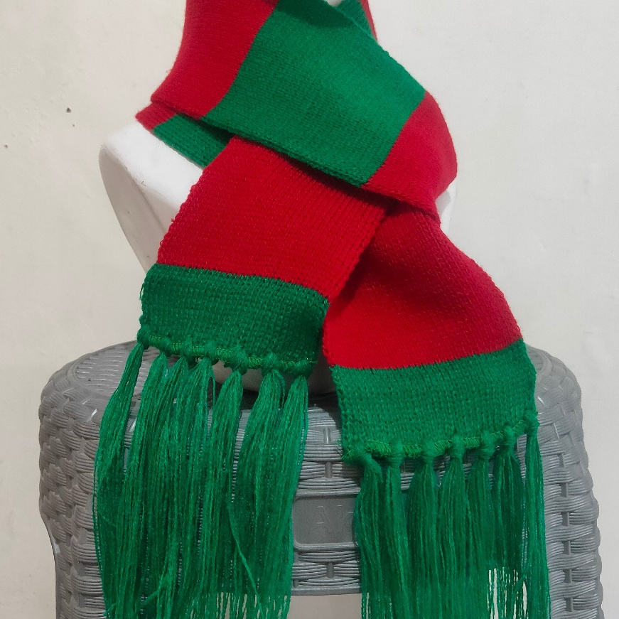 Mega Syal Natal Scarf syal rajut belang Merah Hijau Natal Christmas Desember