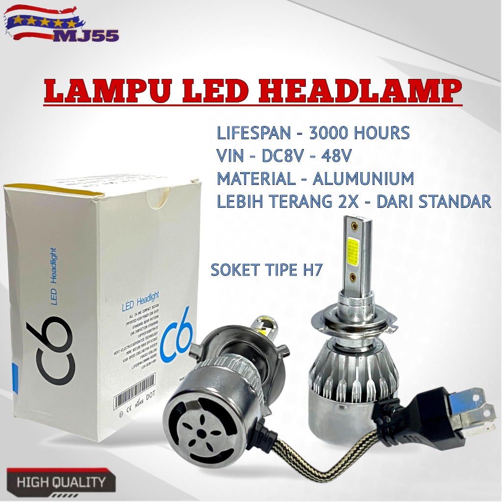 LAMPU LED C6 HEADLAMP LED C6 H4 H7 36W COB 2PCS MOBIL DAN MOTOR