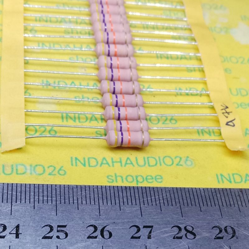 PINK 47K 1W 5% kaki tembaga resistor 47 k 1 watt  47 kilo ohm 1 w 1watt 5 persen 47k 1w