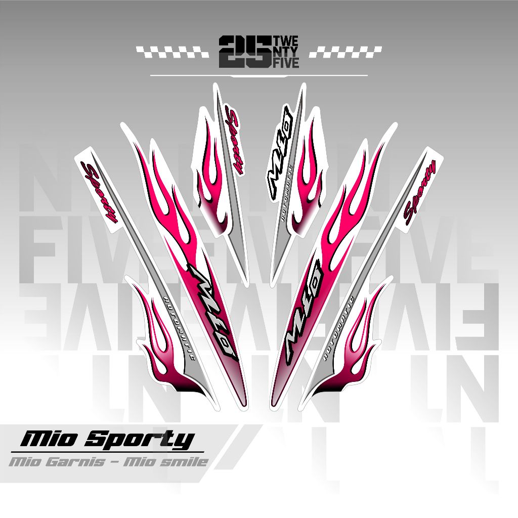 STRIPING MIO SPORTY API/VARIASI 1/DASAR PUTIH/STIKER MIO SPORTY/MIO SMILE/STRIPING MIO API/STIKER MO