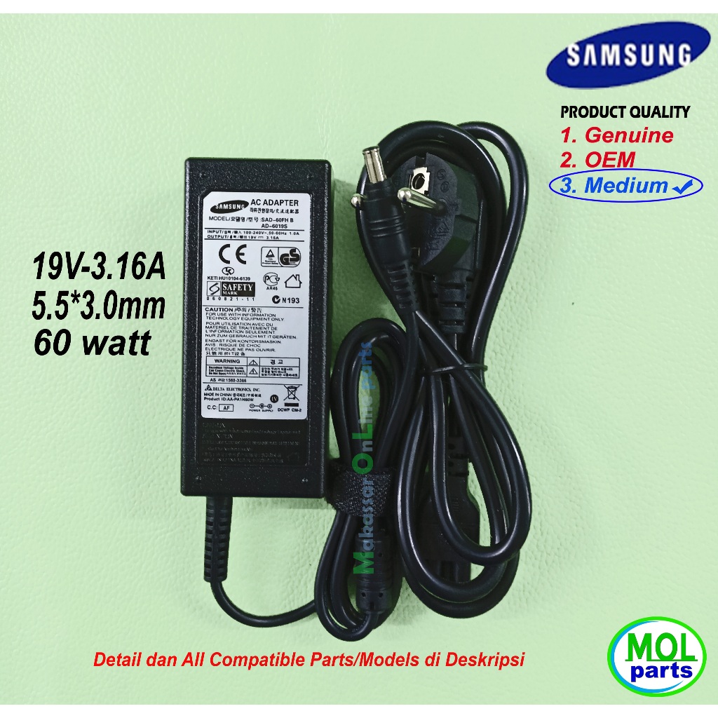 Adaptor Charger Laptop Samsung NP300 NP355 NP270 NP275 NP355E