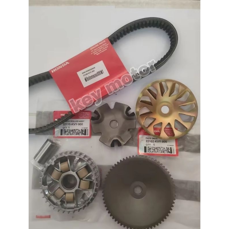 PAKET CVT RUMAH ROLLER ASSY+VANBELT+KIPAS/LAWAN BUAT MOTOR BEAT 110 BEAT KARBU SCOOPY KARBU SPACY KA