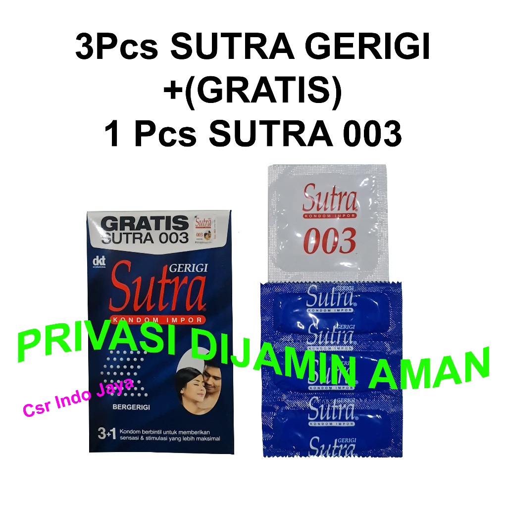 Kondom Sutra Gerigi Isi 3 + 1 Putih 003 / Condom Bergerigi Biru Import Standar Internasional