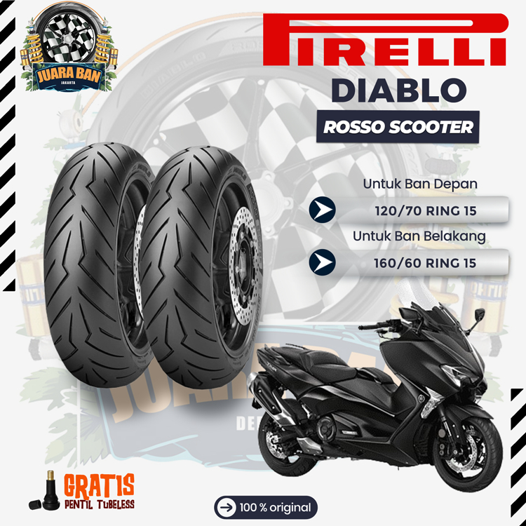 Pirelli Diablo Rosso Scooter Ring 15 Ban Motor Tmax BMW C 650 120/70-15 + 160/60-15 RADIAL
