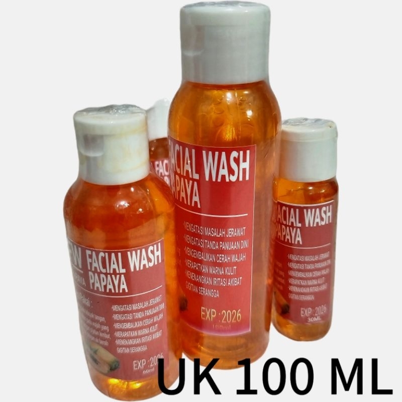 FACIAL WASH 100 ML|| FACIAL WASH PAPAYA PREMIUM || SABUN PAPAYA CAIR  KENTAL