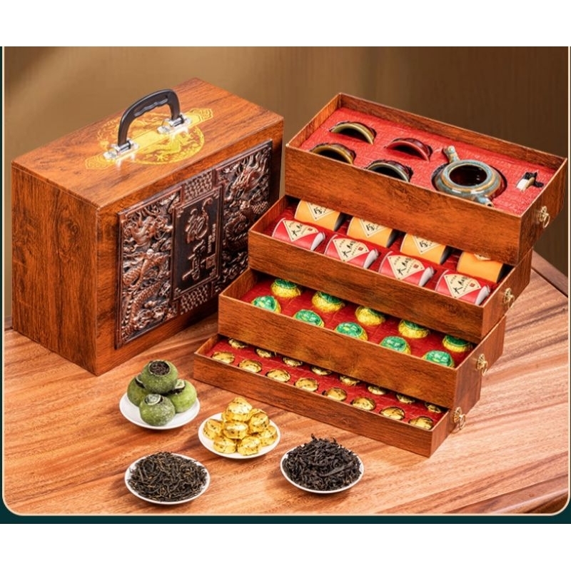 

Chinese Tea Gift Set Hampers tea + tea pot set Hampers Imlek/CNY/Christmas/ Kado Bingkisan
