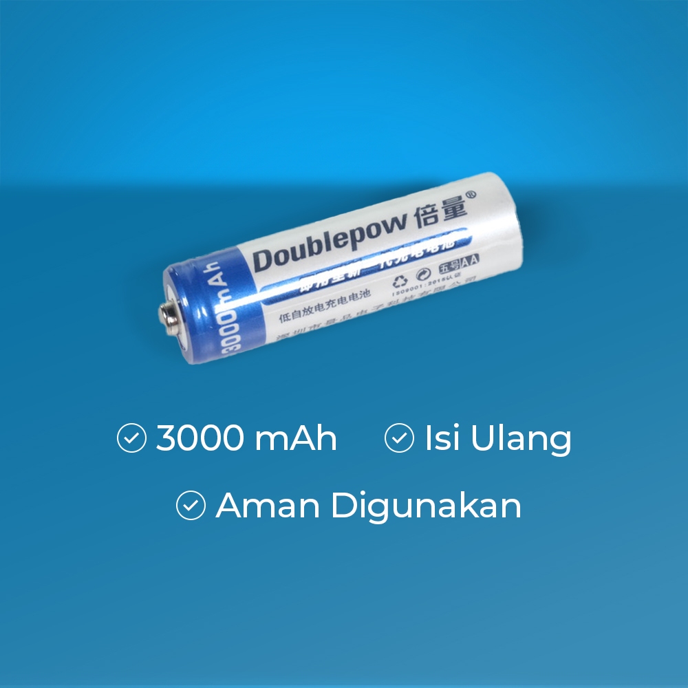 Baterai Rechargeable AA  3000mAh Doublepow 2pcs