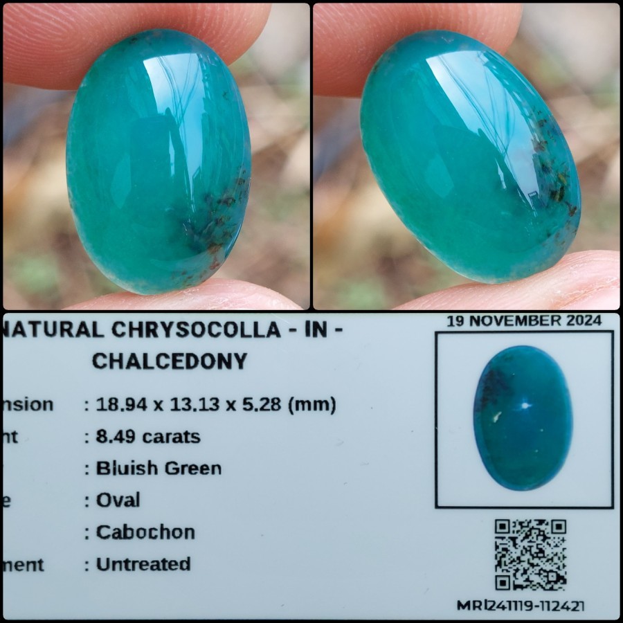 Bacan Doko Gulau Kristal Bluish Green Color Natural Chrysocolla in Chalcedony Batu Akik Hijau Asli