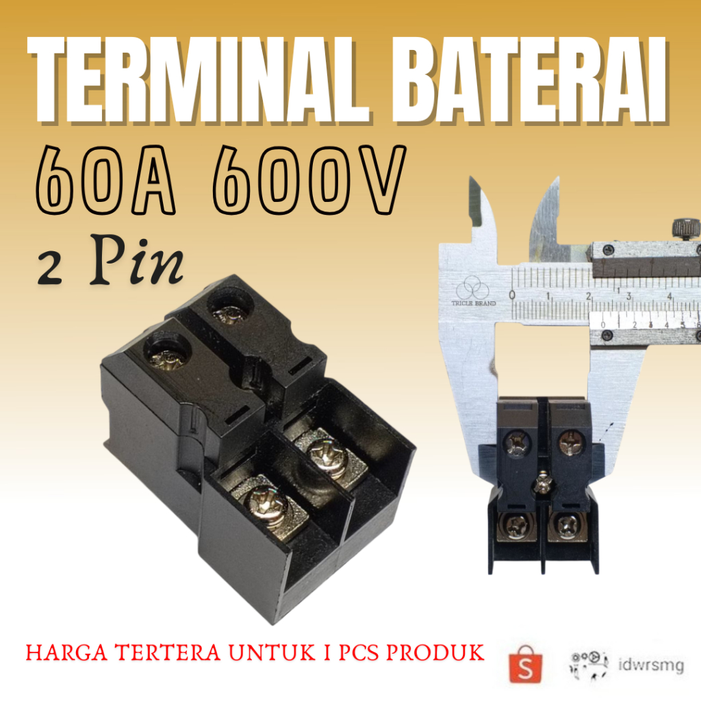 Terminal Blok 2pin Hitam 2 Pin 60A max 600v konektor terminal block PCB Skrup 2 pole Connector