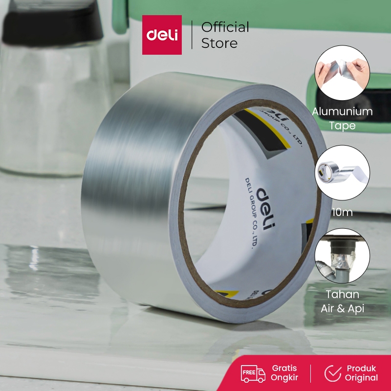 Deli Alumunium Foil Tape / Lakban Alumunium 10 Meter Anti Bocor Anti Air Tahan Api 30500