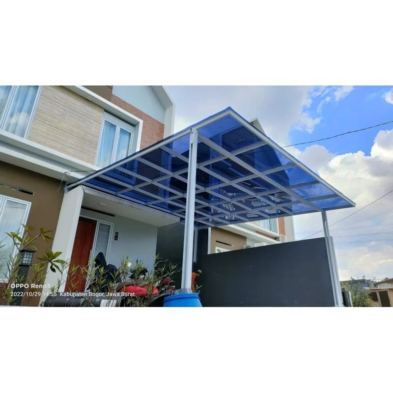 kanopi atap solarflat rangka besi hollow galvanis