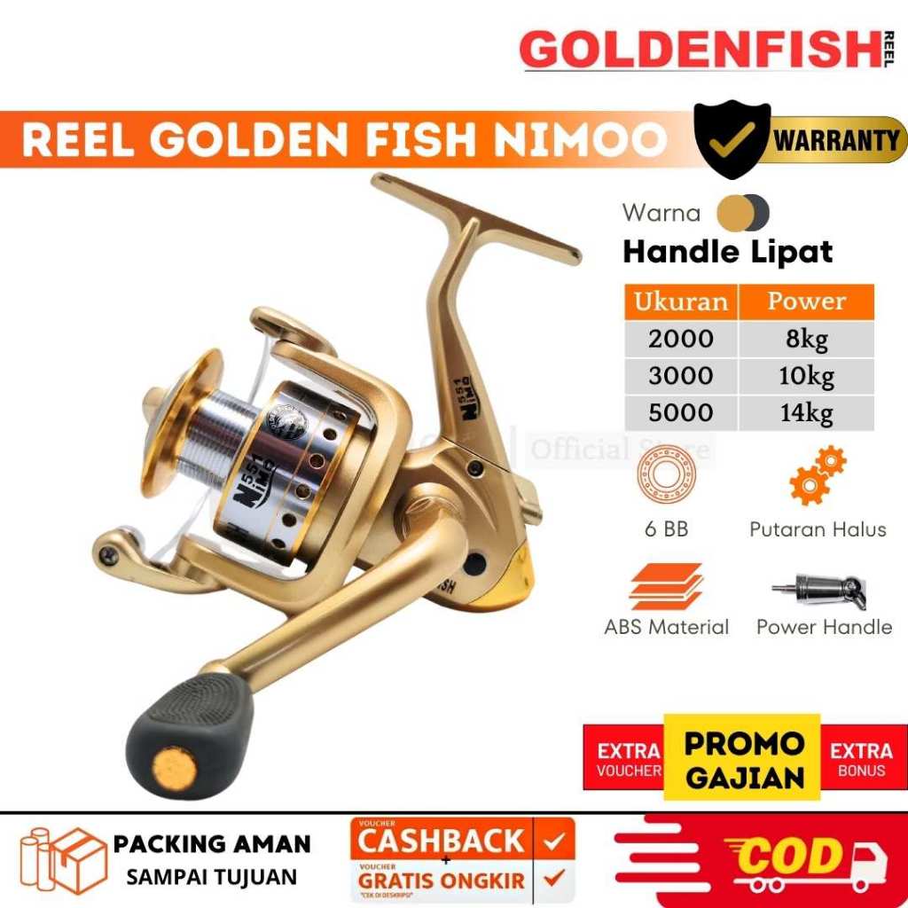 Reel Pancing Golden Fish Nimo 551 5000 Type Spinning Spool Spin 6 Bearing Anti Karat