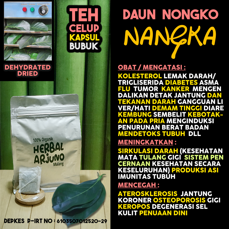 Dehydrated Dried Teh Celup Kapsul Bubuk Daun Nangka Nongko Obat Tumor Kanker Detak Jantung Asma Live
