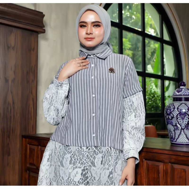 ✨ShellaSaukia Original✨ Baju atasan kombinasi brokat 10-b1609