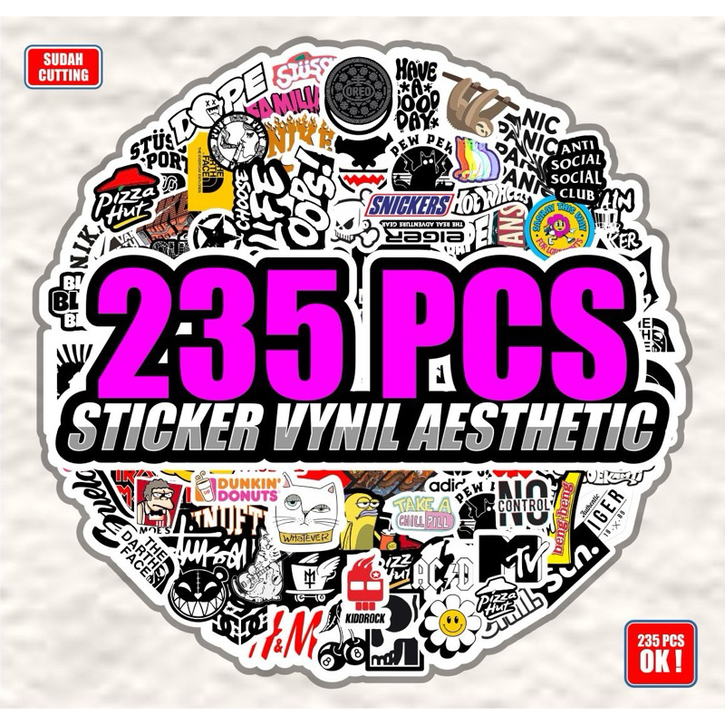 

Stiker Pack stiker aesthetic 235pcs colorful dekorasi koper laptop hp kulkas dll sudah cutting