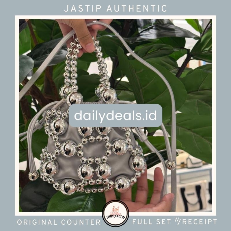 #2-50151346-A Beaded Bag - Jast[p] CK ORIGINAL COUNTER TOP HANDLE SILVER BALL STORE AUTHENTIC ASLI M