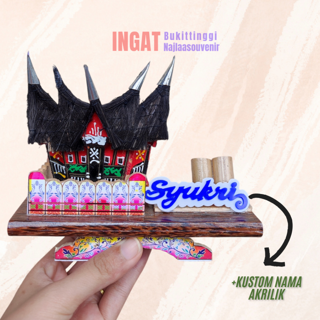 MINIATUR RUMAH ADAT/BISA CUSTOM NAMA SENDIRI/MINIATUR KHAS MINANG PADANG
