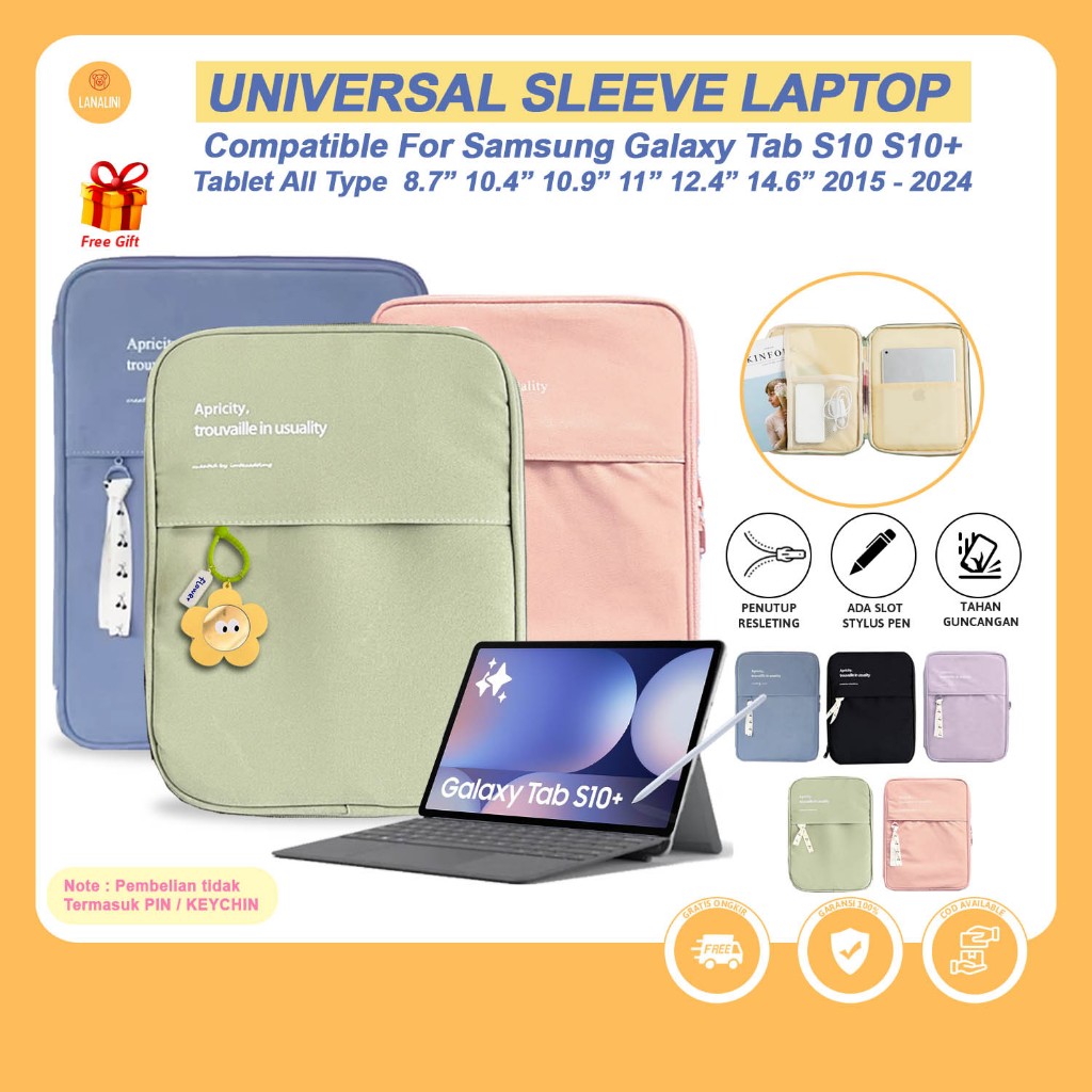 Tas Tablet Sleeve Pouch Clutch Hand Bag Cover Pelindung SAMSUNG TAB S10+ S10 Plus S9 FE S6 LITE S7+