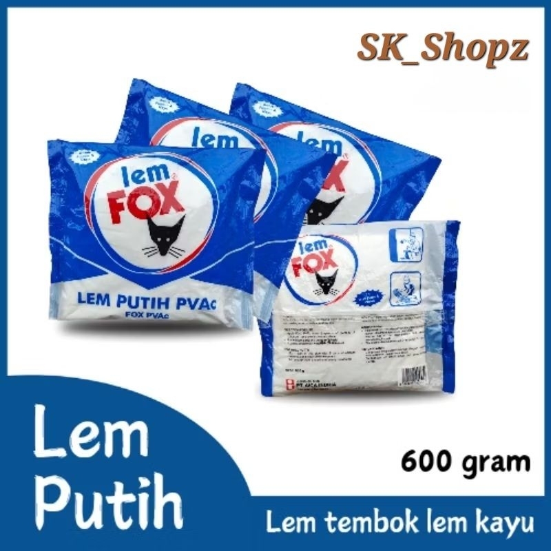 

LEM KAYU FOX PUTIH FOR WOOD & WALL PUTTY WHITE GLUE 600 GR