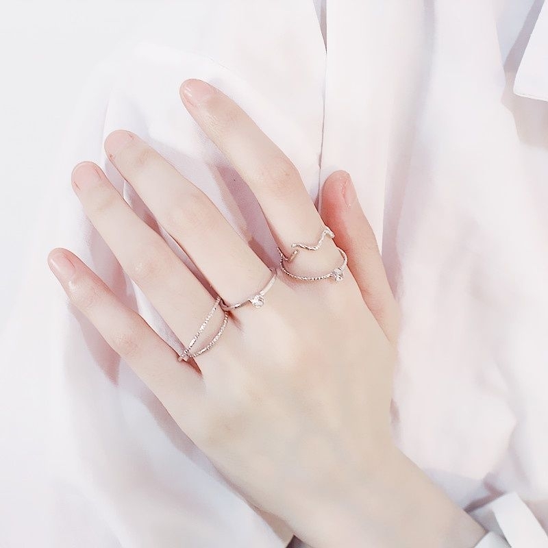 Cincin Tipis Set 5pcs/set Rantai Korea Terbuka Cincin Emas