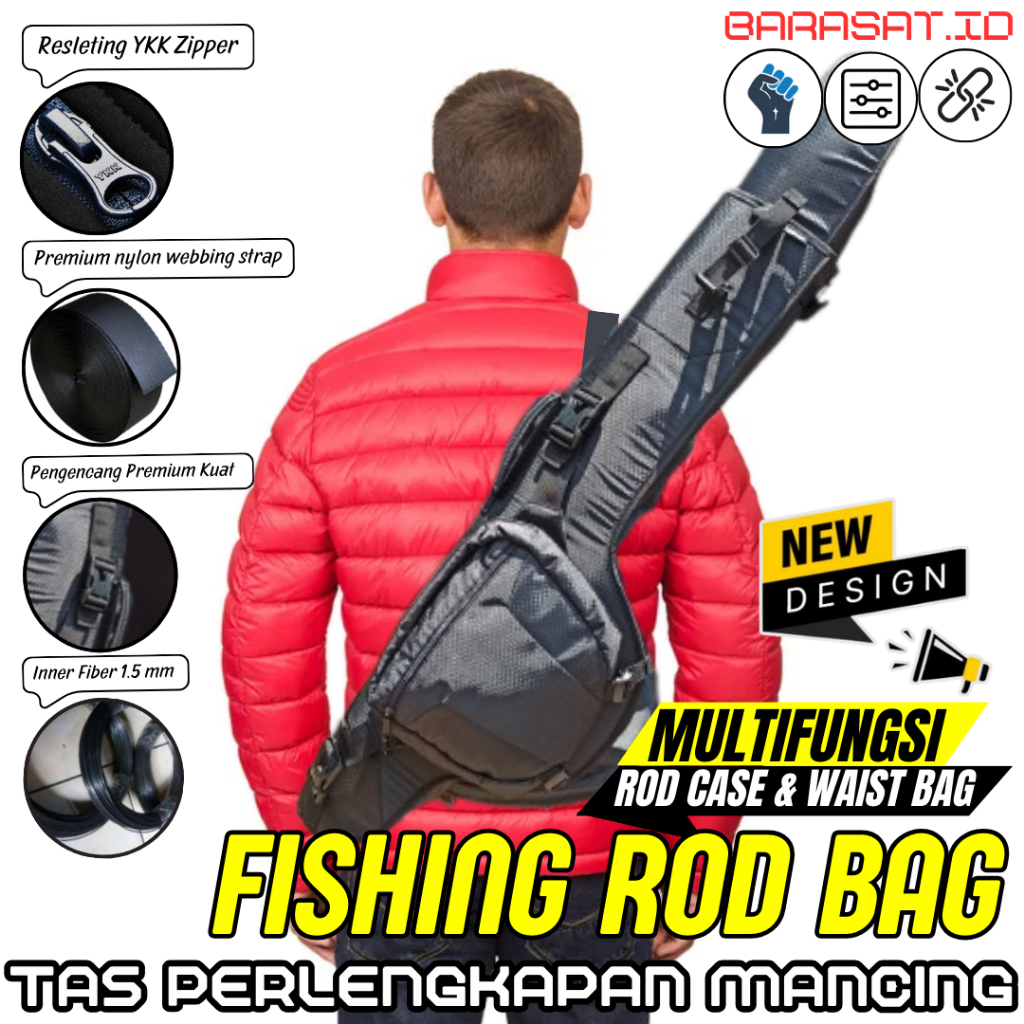 Tas Joran Perlengkapan Mancing Tegek Jinjing Slempang Bahan Tebal Kuat Multifungsi Premium