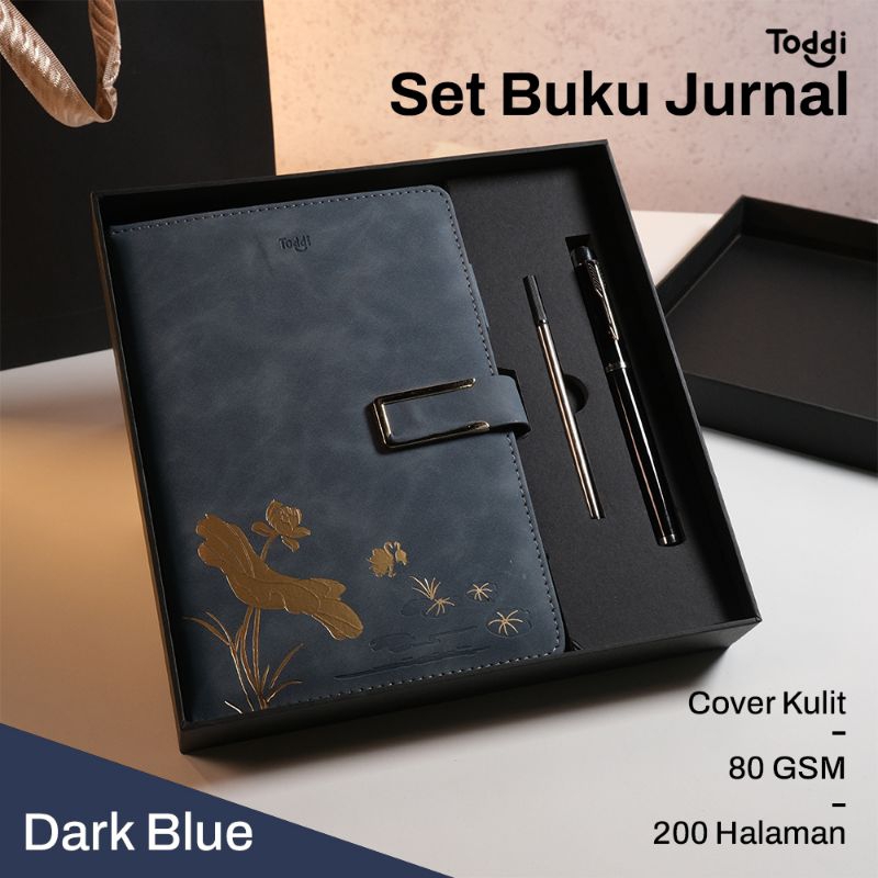 

R3S Toddi Set Buku Jurnal Leather Notebook Diary 80GSM 200 Halaman - JG663 - Dark Blue R3WS buku catatan buku diary agenda kerja buku kalender hadiah ulang tahun hampers natal notebook notepad