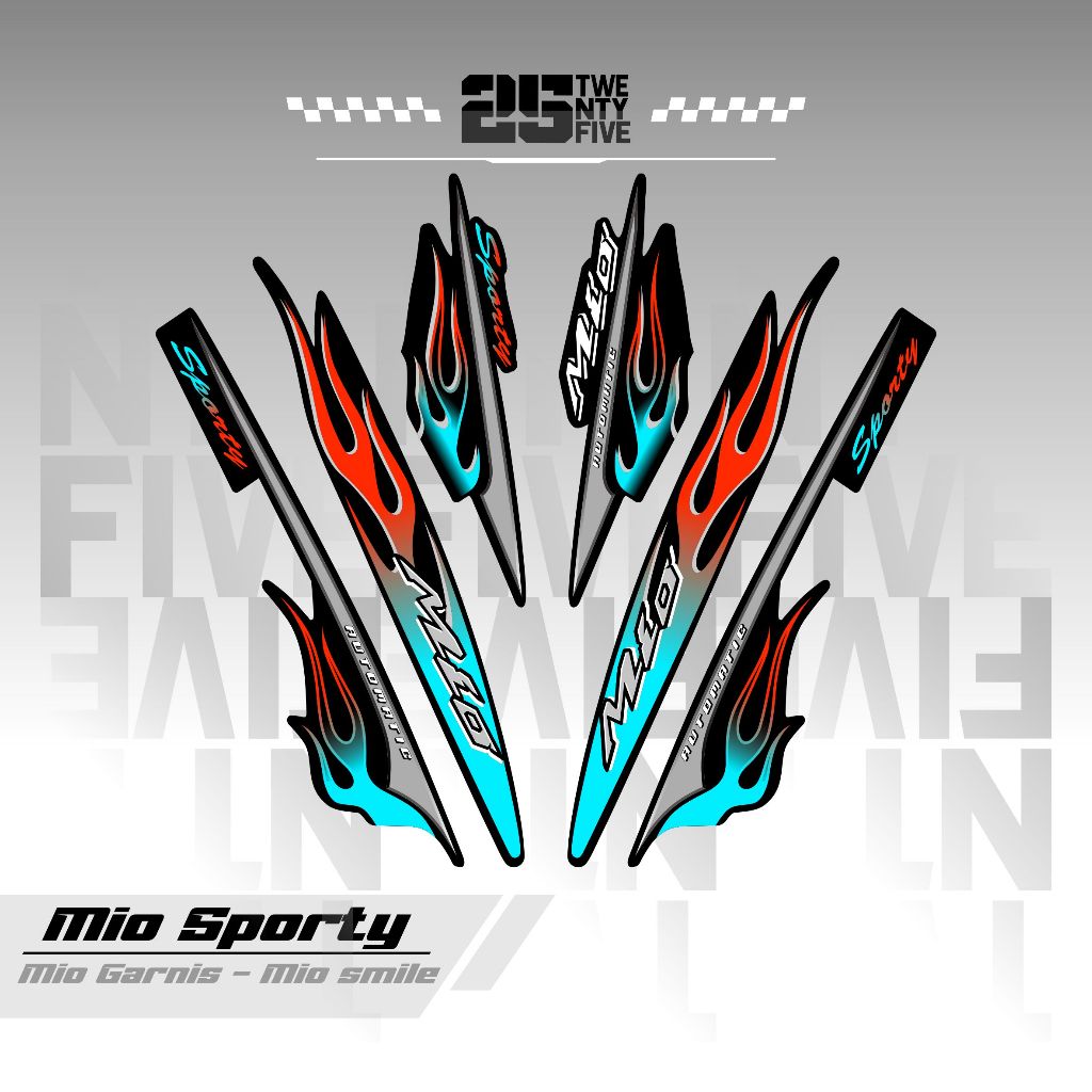 STRIPING MIO SPORTY API/VARIASI 7/DASAR HITAM/STIKER MIO SPORTY/MIO SMILE/STRIPING MIO API/STIKER MO