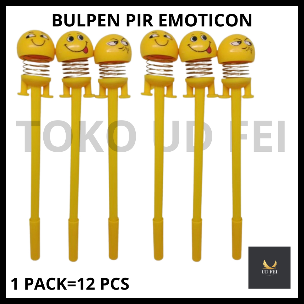 

(1 PACK=12 PCS) Pena Emoticon Per Karakter Unik Lucu Emoji Karakter Smile Spring Doll Pen Import Pulpen Motif/Bulpen Pir