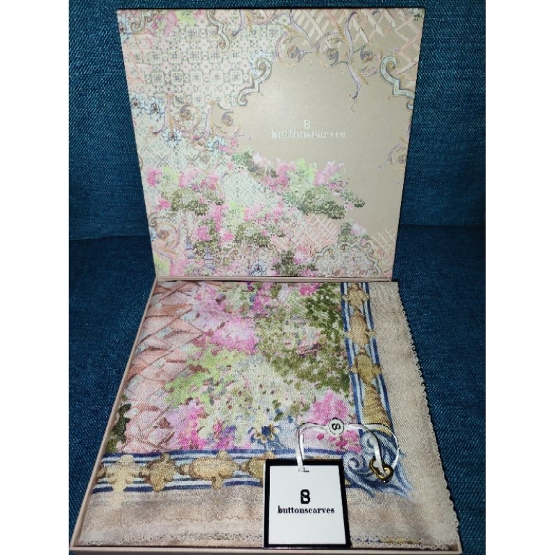 Buttonscarves The Sevilla Voile Square XL Milk Tea