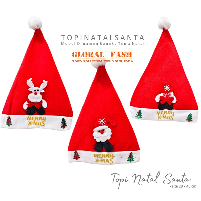 Topi Natal Merry Christmas Boneka / aksesoris natal topi santa claus Ornamen Boneka Natal / topi mer
