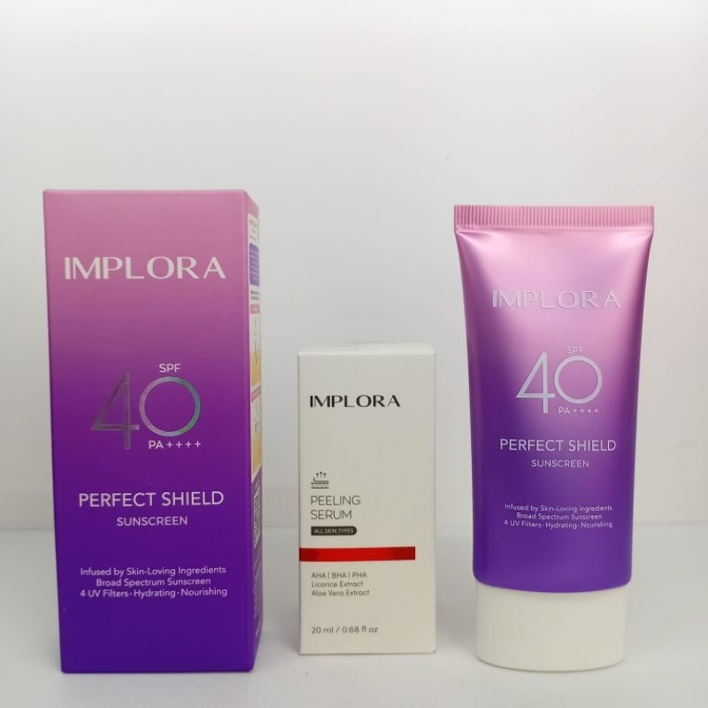 Implora Paket 2in1 Serum Peeling & Sunscreen Perfect Shield BPOM