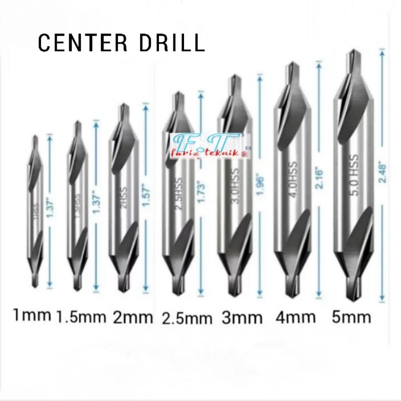 Center Drill Mata Bor Center 1/1.5/2/2.5/3/4/5 mm Hss Center Bor