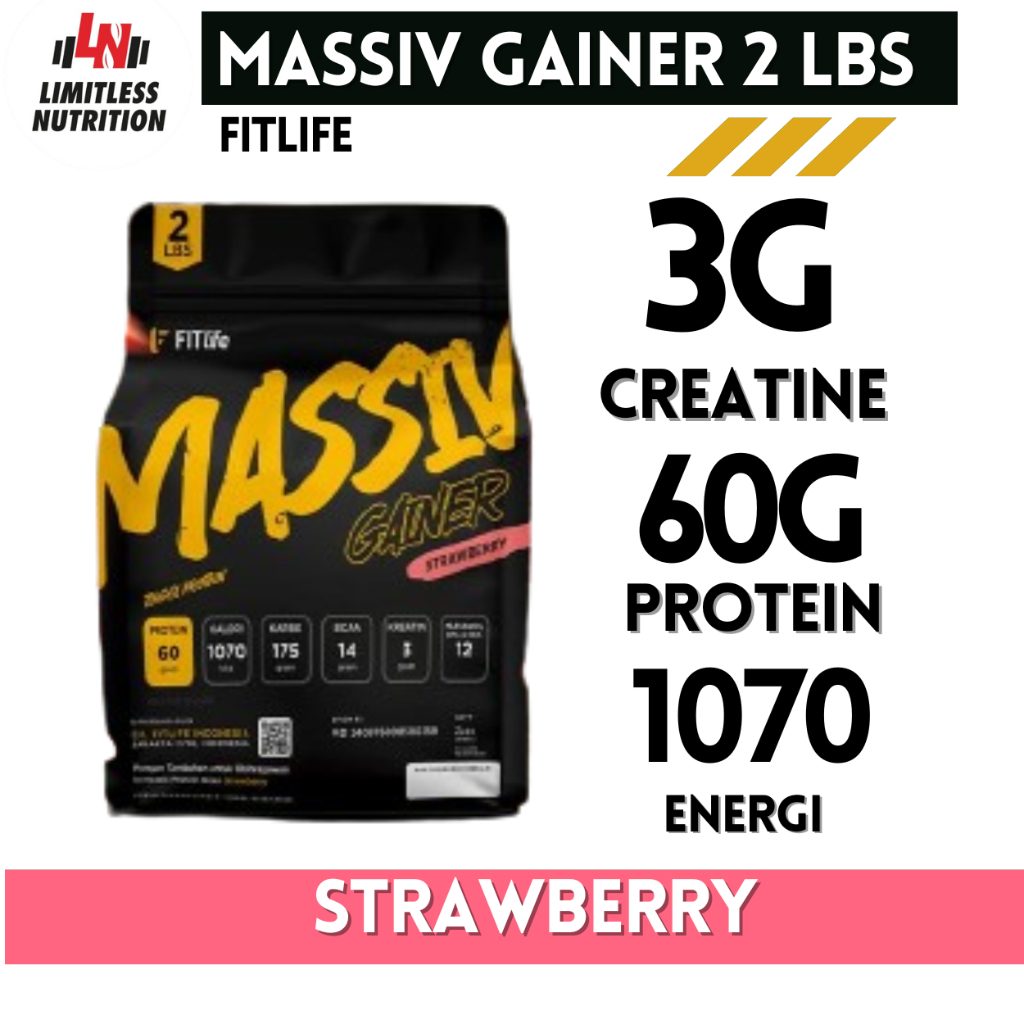

FITLIFE MASSIV GAINER 2Lbs Mass Gainer 2 Lbs - Strawberry