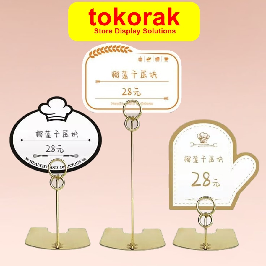 

TIANG NOMOR MEJA STAINLESS MENU STAND NUMBER HOLDER STAND TATAKAN HOLDER FOTO PRICE TAG LABEL HARGA KAWAT PLAT 5 10 15 CM 5CM 10CM 15CM TOKO ROTI BAKERY KUE