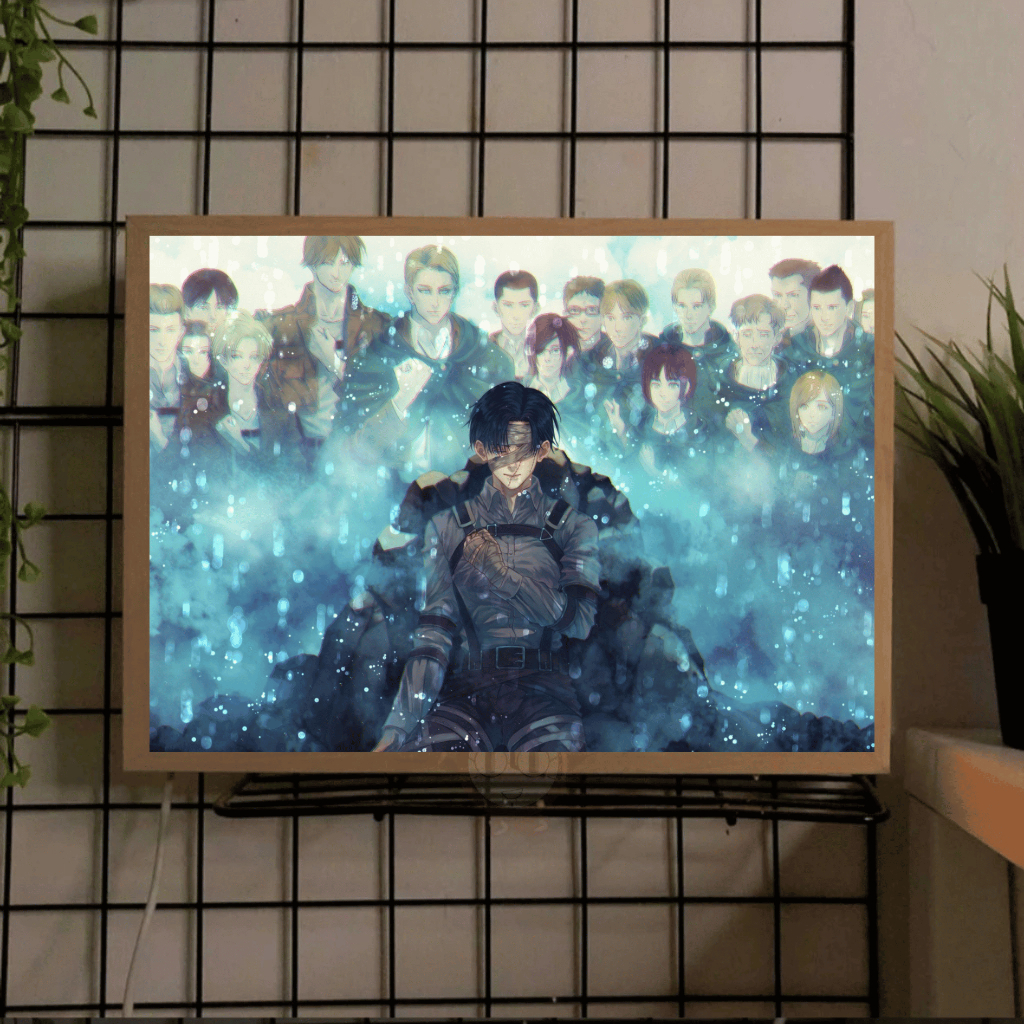 [BISA CUSTOM] Desain Anime Attack On Titan ( AOT ) Light Painting LED Frame Kado ulang tahun, kado p