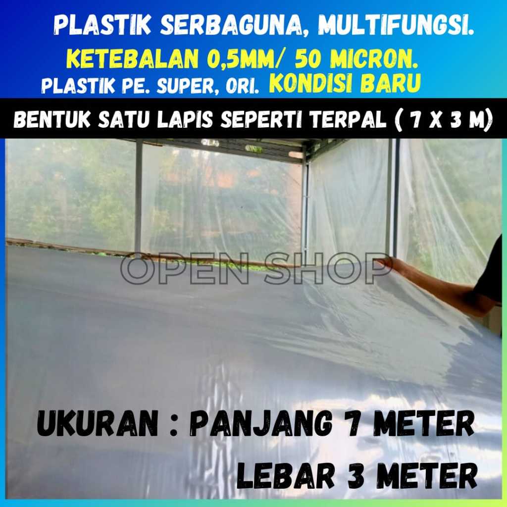 7x3 M. Plastik Serbaguna. Penutup Pelindung Pembungkus furniture, Atap Green House Peternak Budidaya