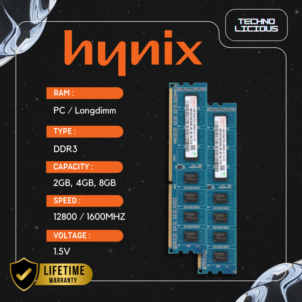 HYNIX RAM PC DDR3 2GB 4GB 8GB PC3-12800/1600MHZ | HYNIX LIFETIME