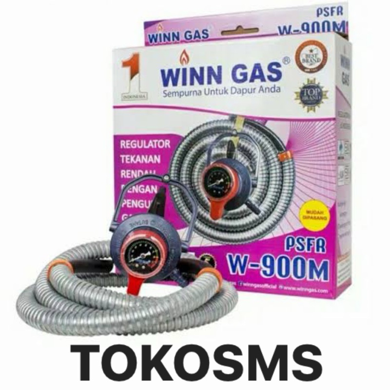Regulator gas WINN GAS METER PSFR W900-M DOUBLE LOCK komplit selang gas meter untuk kompor oven dan 