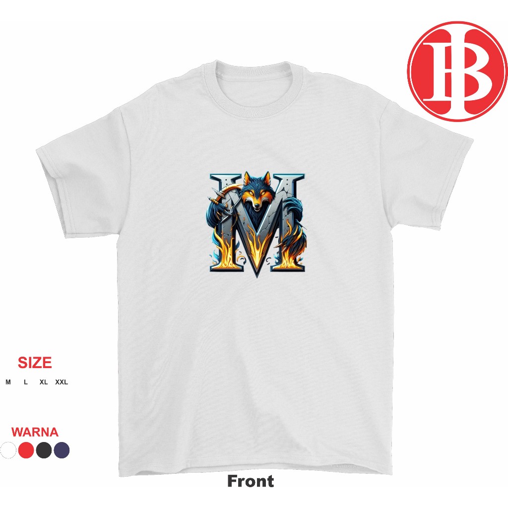 KAOS INISIAL KAOS NAMA KAOS HURUF M LENGAN PENDEK SABLON BAJU NAMA KAOS UNISEX