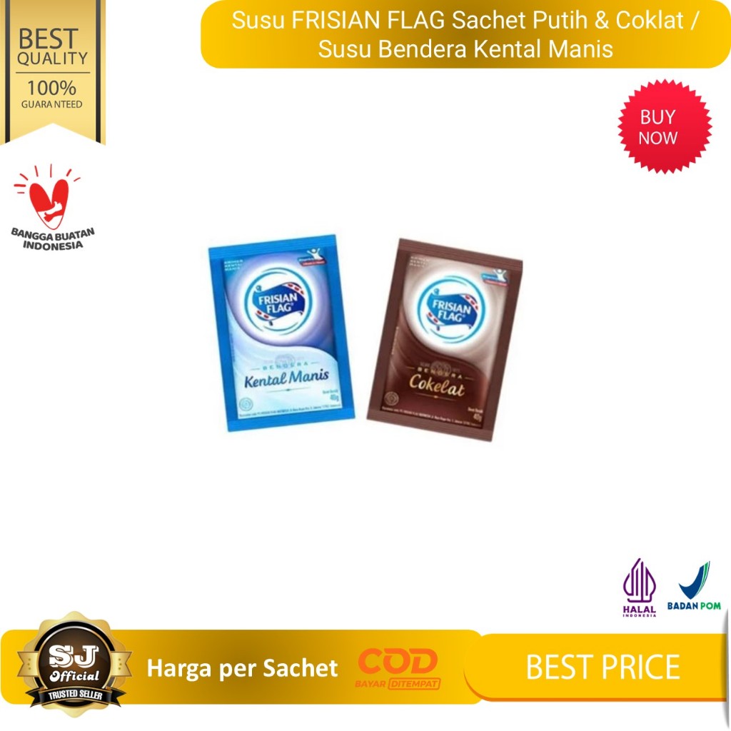 

Susu FRISIAN FLAG Sachet Putih & Coklat / Susu Bendera Kental Manis (Per Sachet)