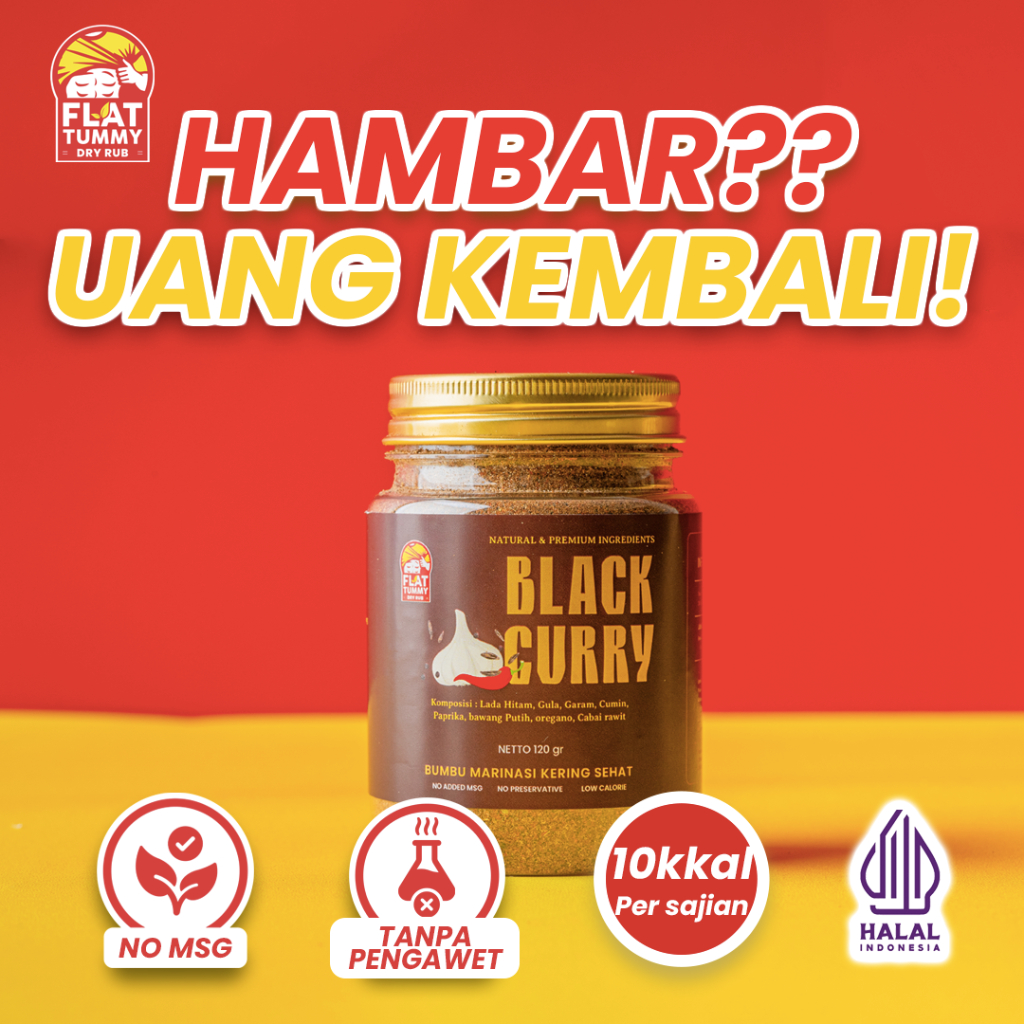 

Flat Tummy Black Curry Bumbu Marinasi Kering Diet Rendah Kalori Healthy Dry Rub Ayam Serbaguna