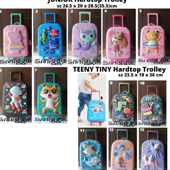 KODE E6C Smiggle Hardtop junior or teeny tiny trolley bag rabbit  dino animalia