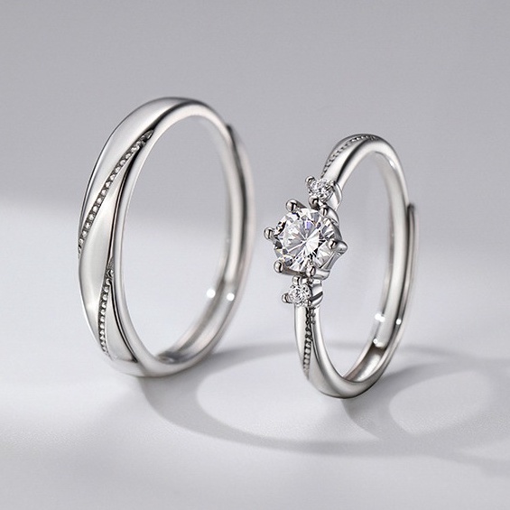 berkualitas Cincin Wanita Couple Pasangan Perak S925 Moissanite Berlian GRA Sertifikat Free Kotak Ha