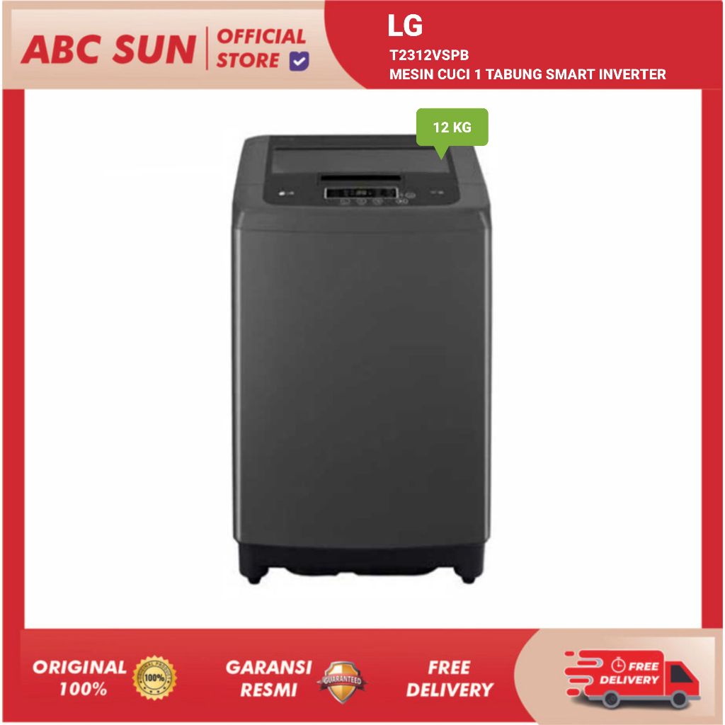 LG T2312VSPB Mesin Cuci Top Loading 12 Kg Smart Inverter Turbo Drum